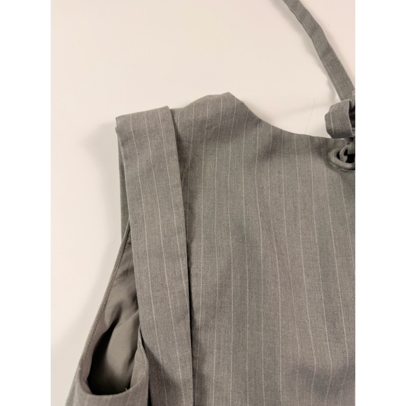 Banana Republic Womens Grey Pinstripe Sleeveless Tie Neck Keyhole Work Top Small - Picture 11 of 11